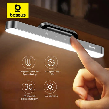 Baseus Night Light Hanging Magnetic LED Table Lamp Stepless Dimming Desk Lamp Rechargeable For Cabinet Bedroom Kitchen Light